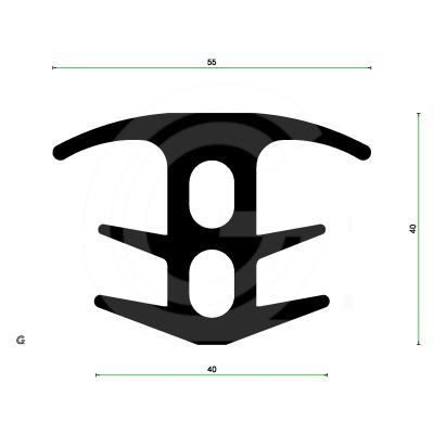 Dilatation profile | EPDM | 40 x 55 mm | per meter